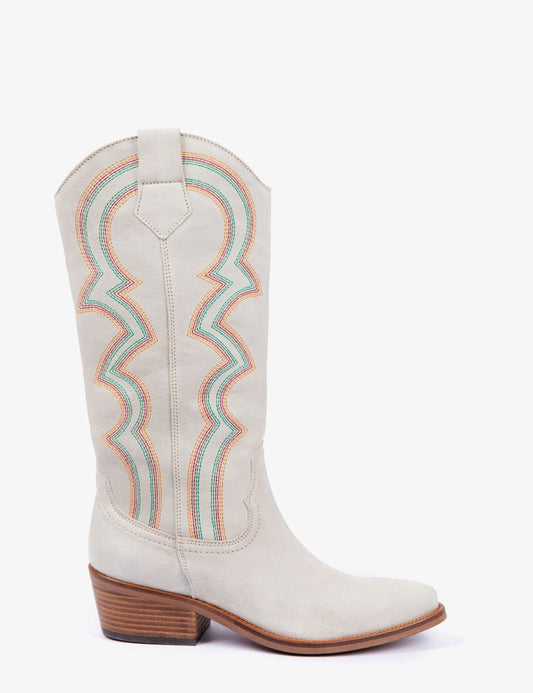 Penelope Chilvers Sun Salutation Coyboy Boot - Chalk/Multi