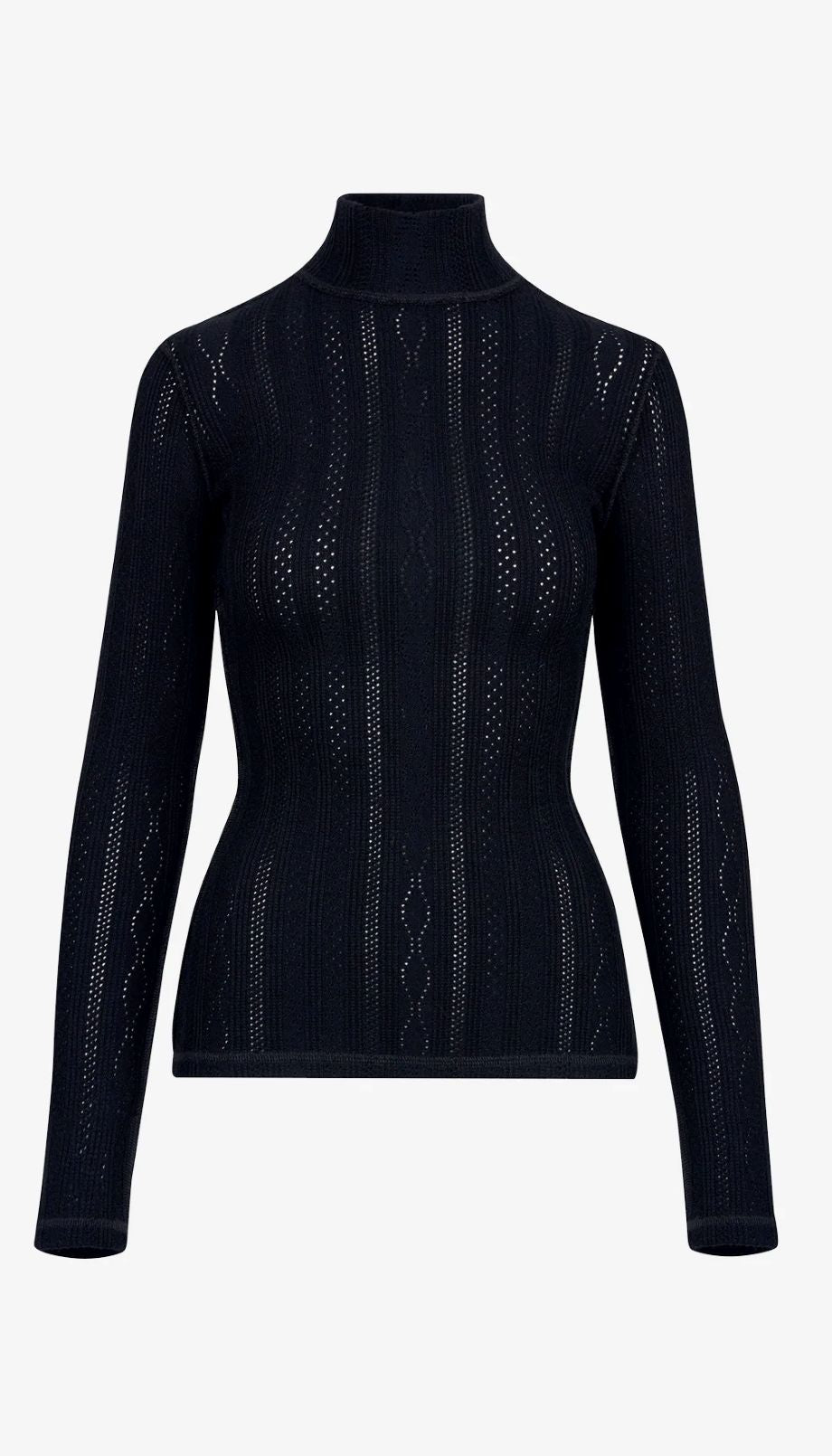 Smythe Pointelle Knit Turteneck - Black