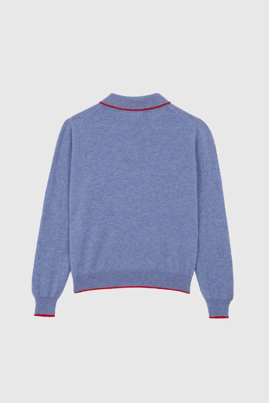 Stone Cashmere Polo Sweater - Stonewash/Red
