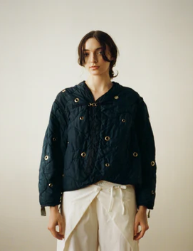 Sloppy Seconds Liner Jacket with Grommets - Navy