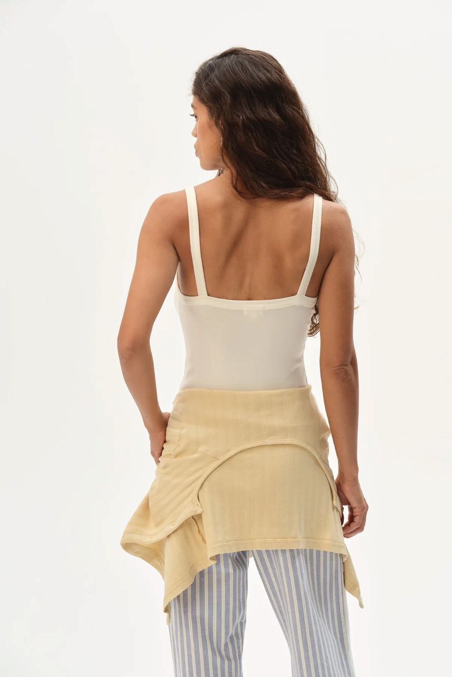 DONNI. Baby Rib Square Neck Tank Top - Creme