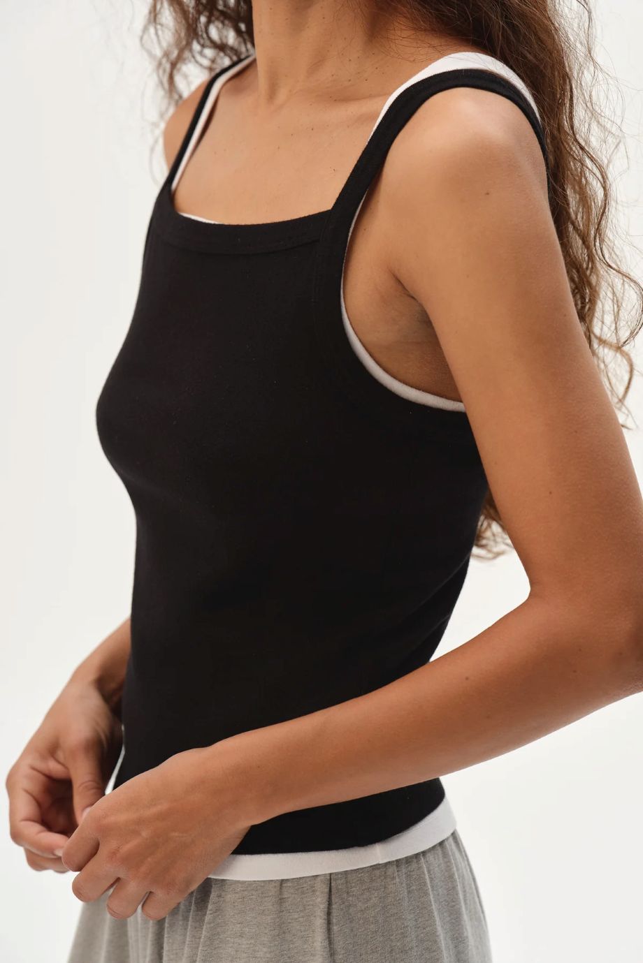 Donni Baby Rib Square Neck Tank - Jet
