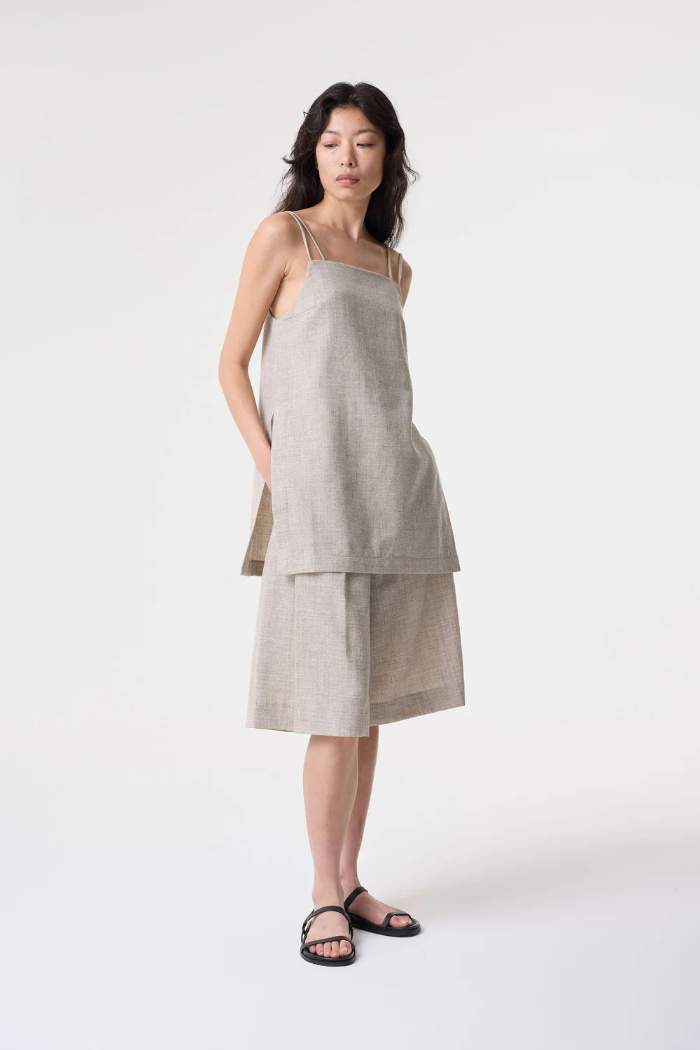 AKYN Lowri Camisole Tunic Top - Undyed Grey