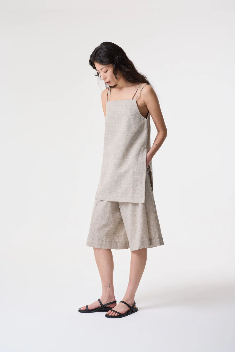 AKYN Lowri Camisole Tunic Top - Undyed Grey