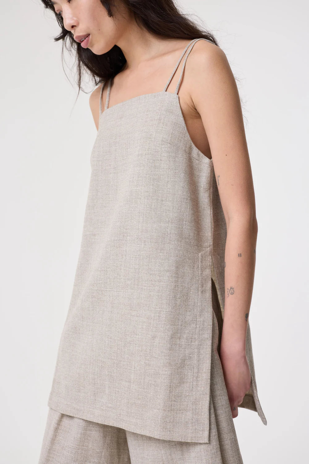 AKYN Lowri Camisole Tunic Top - Undyed Grey