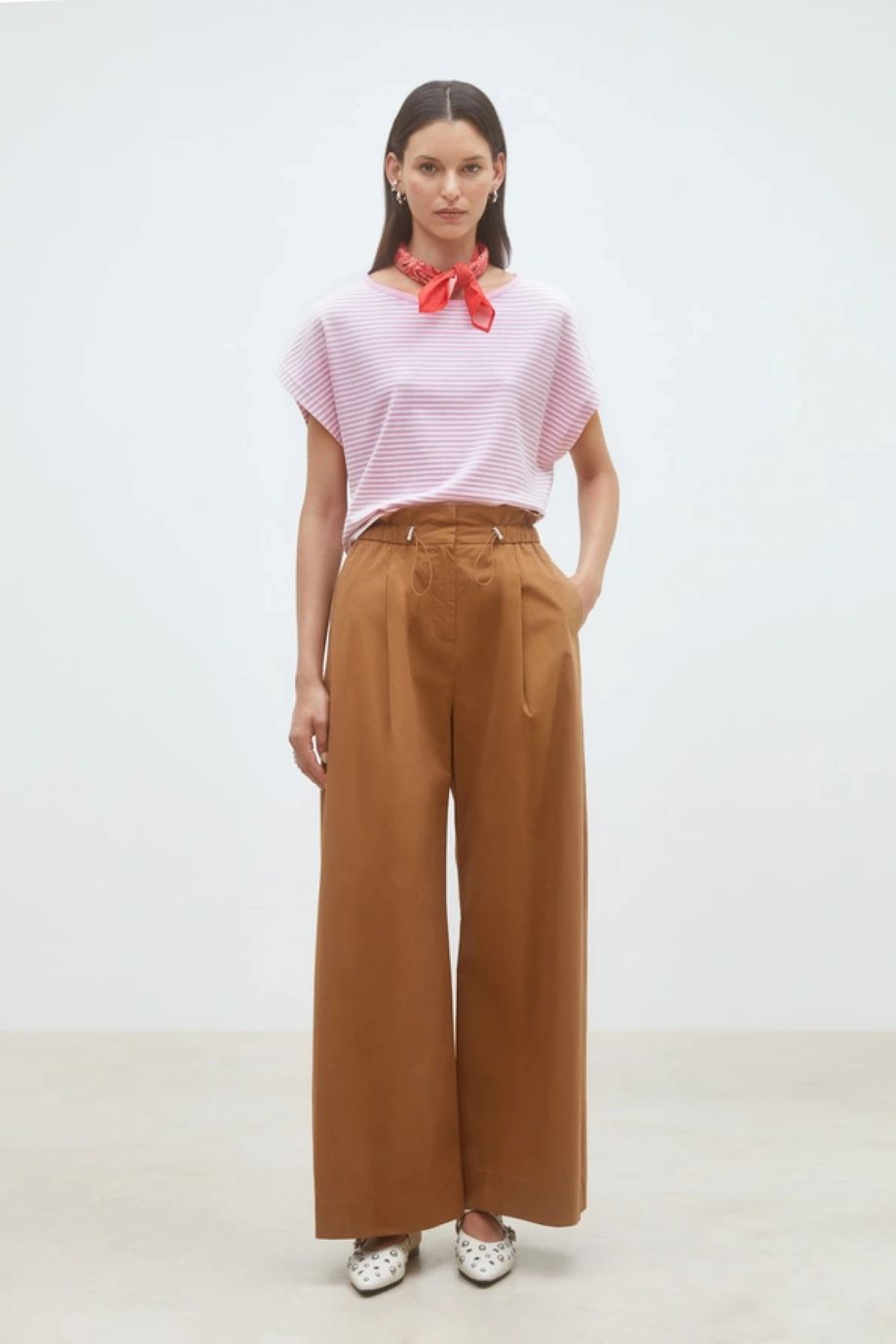 Suncoo Jayden Wide-Leg Drawstring Pant - Tabac