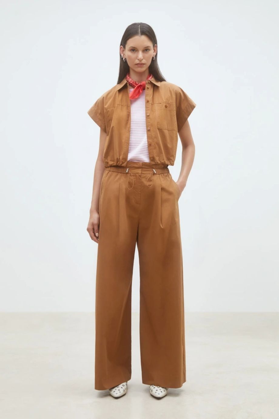 Suncoo Jayden Wide-Leg Drawstring Pant - Tabac