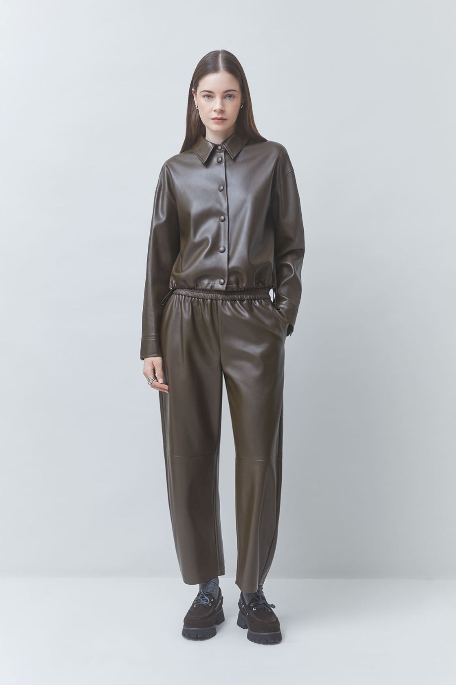 Suncoo Just Faux Leather Pant - Prune