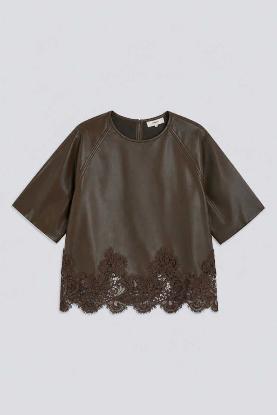 Suncoo London Faux Leather Blouse - Kaki