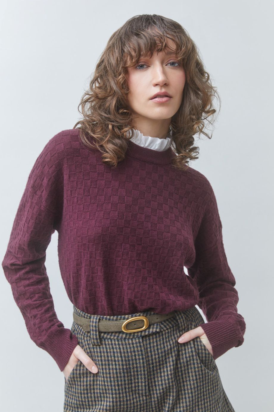 Suncoo Picola Checked Sweater - Prune