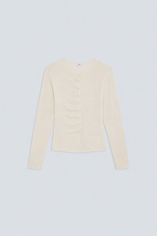 Suncoo Gamira Buttondown Pleated Cardigan - Blanc Casse