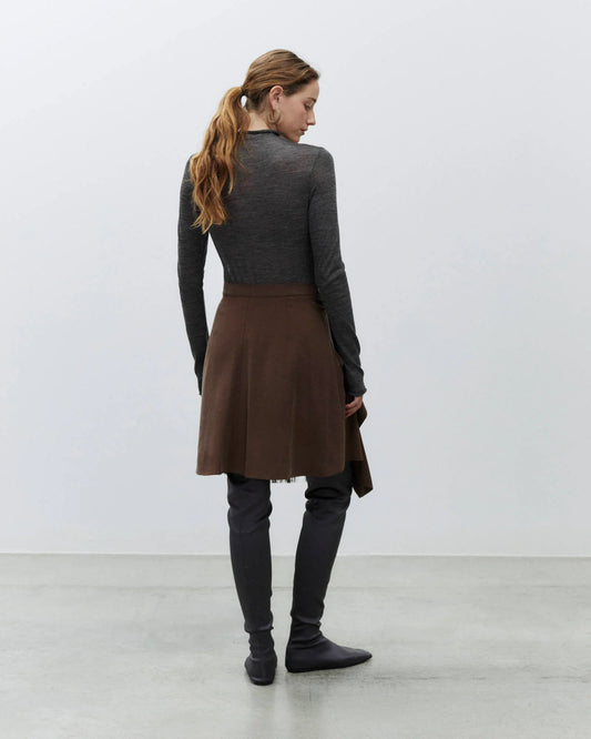 Alysi Short Fringed Skirt - Chocolate