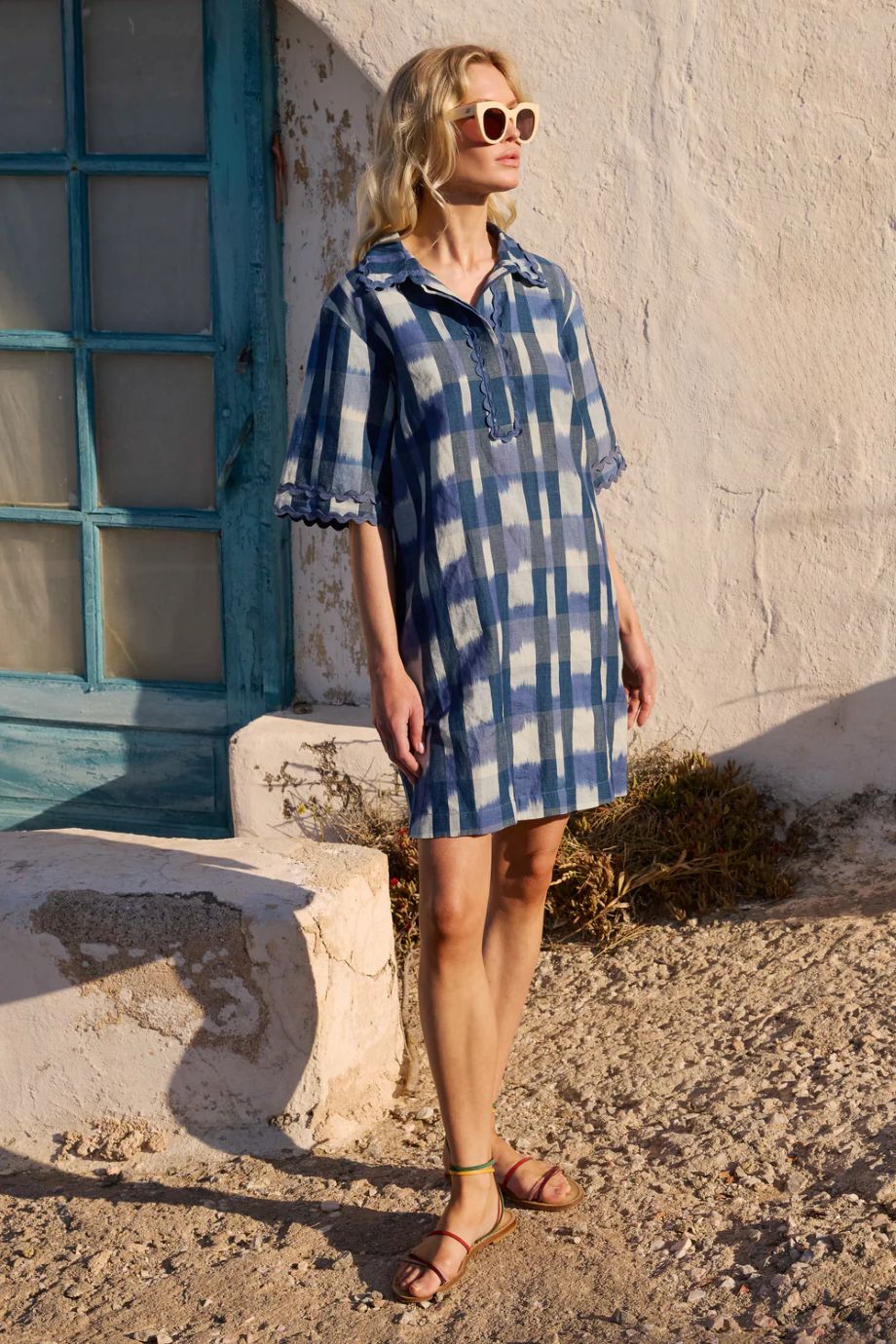 Oliphant Collard Shirt Dress Mini - Beckett Navy