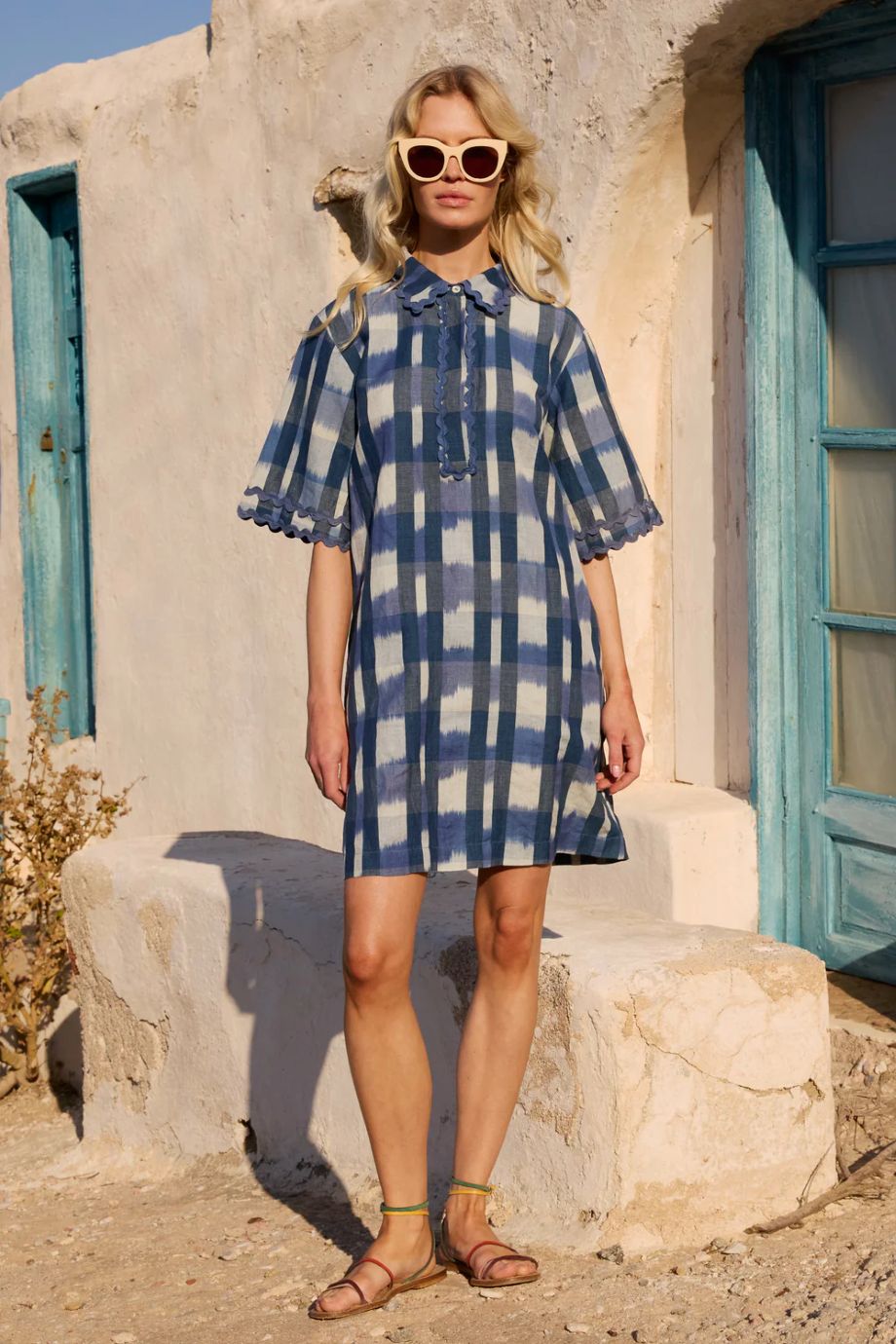 Oliphant Collard Shirt Dress Mini - Beckett Navy