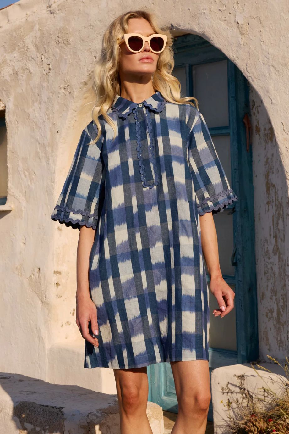 Oliphant Collard Shirt Dress Mini - Beckett Navy