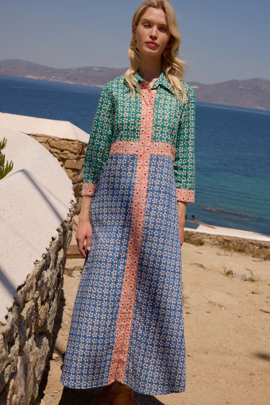 Oliphant Shirt Dress Maxi - Aster Blue