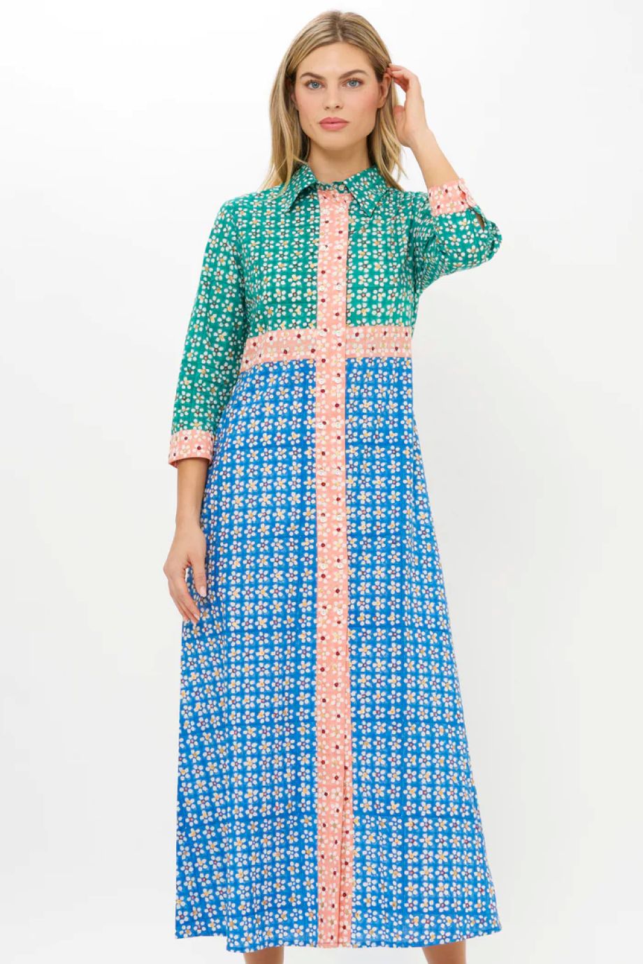 Oliphant Shirt Dress Maxi - Aster Blue