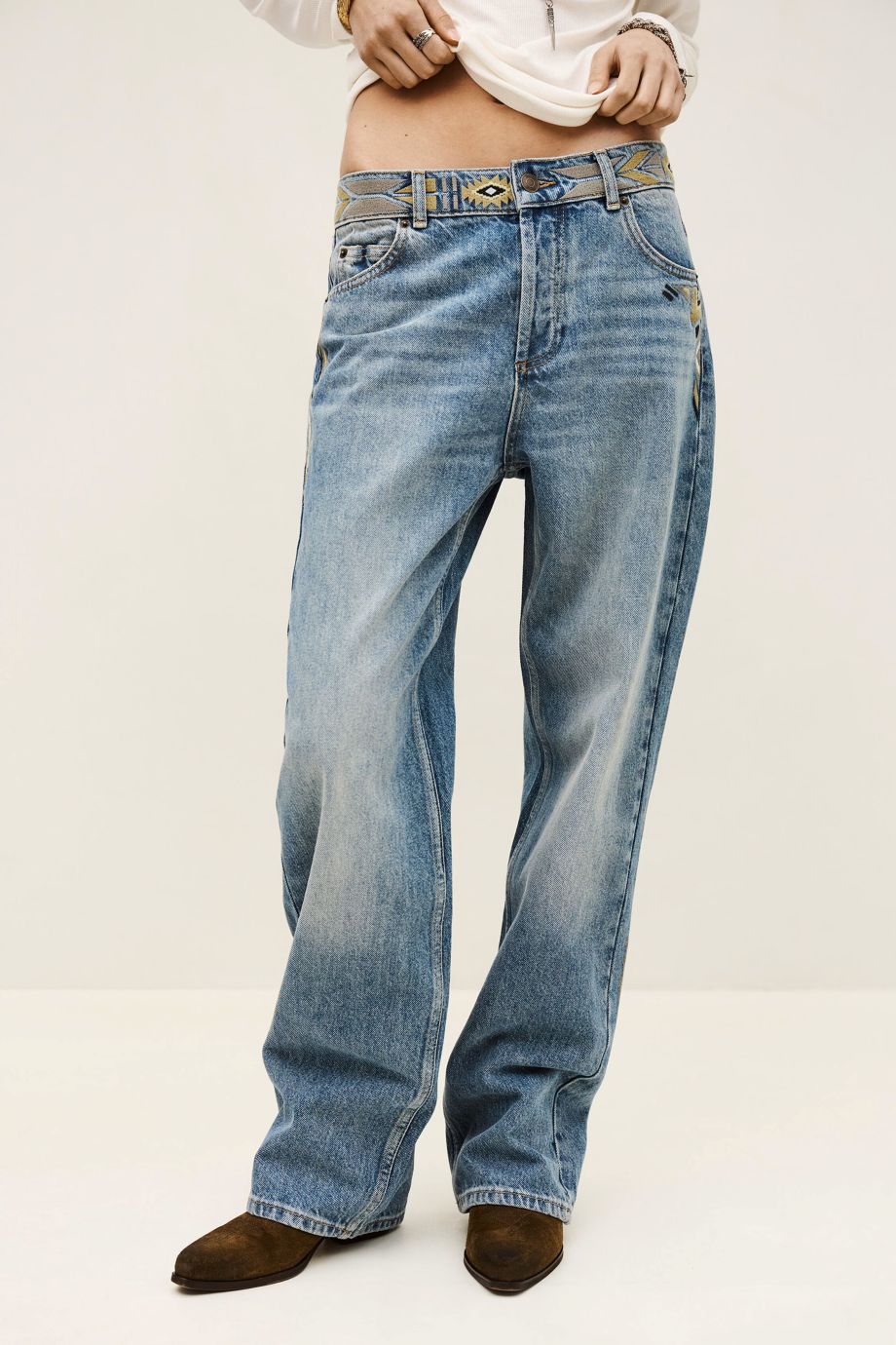ba&sh Rizie Straight Fit Jeans - Light Used Blue