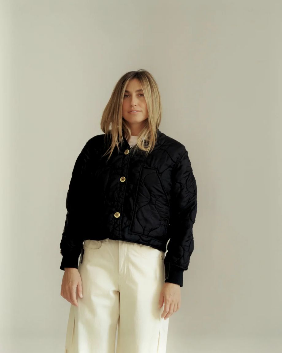 Sloppy Seconds Military Liner Jacket with Track Stripes - Black/Khaki