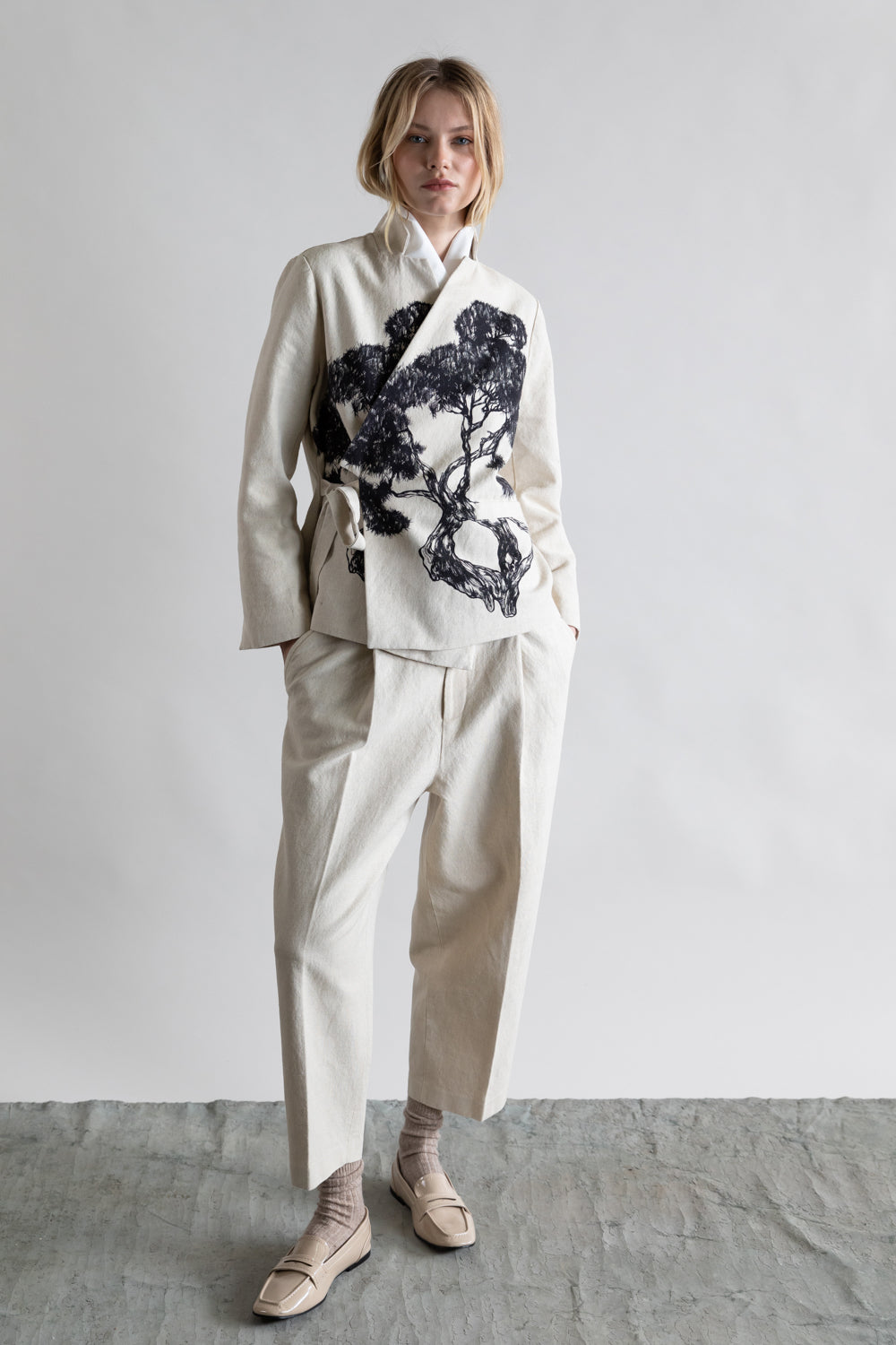 Psophia Crossed Kimono Jacket - Ivory