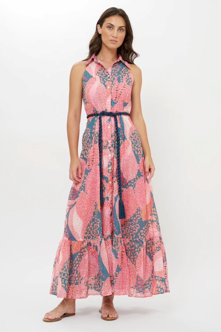 Oliphant Sleeveless Shirt Dress Maxi - Nautilus Blue