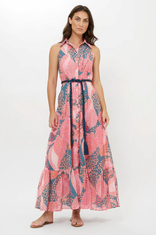 Oliphant Sleeveless Shirt Dress Maxi - Nautilus Blue