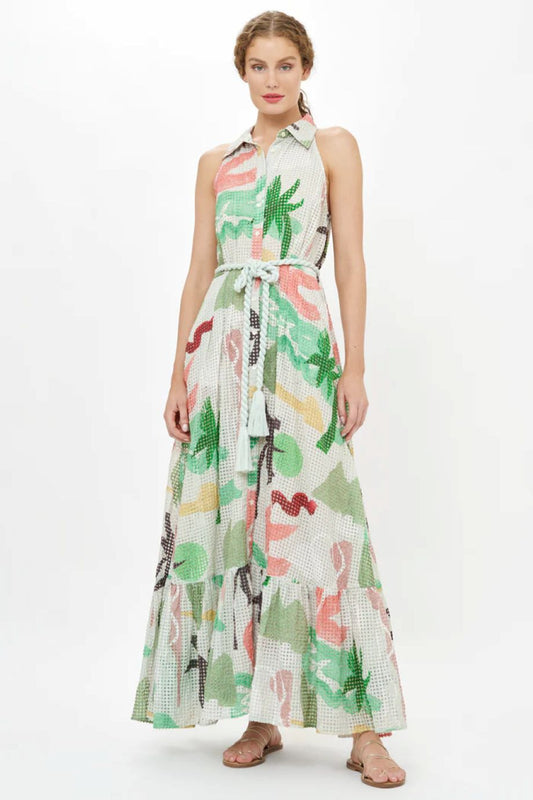 Oliphant Sleeveless Shirt Dress Maxi - Paradiso Petal