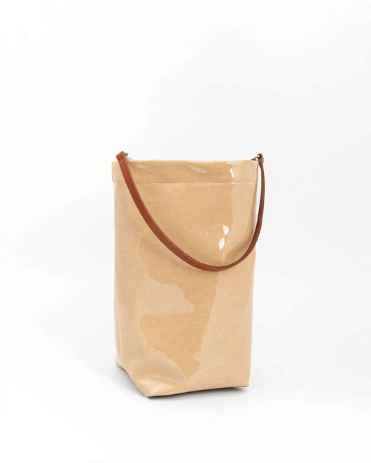 Alysi Patent Bucket Bag - Beige