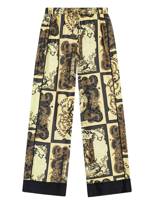 Ganni Printed Silk Twill Elasticated Pants - Popcorn