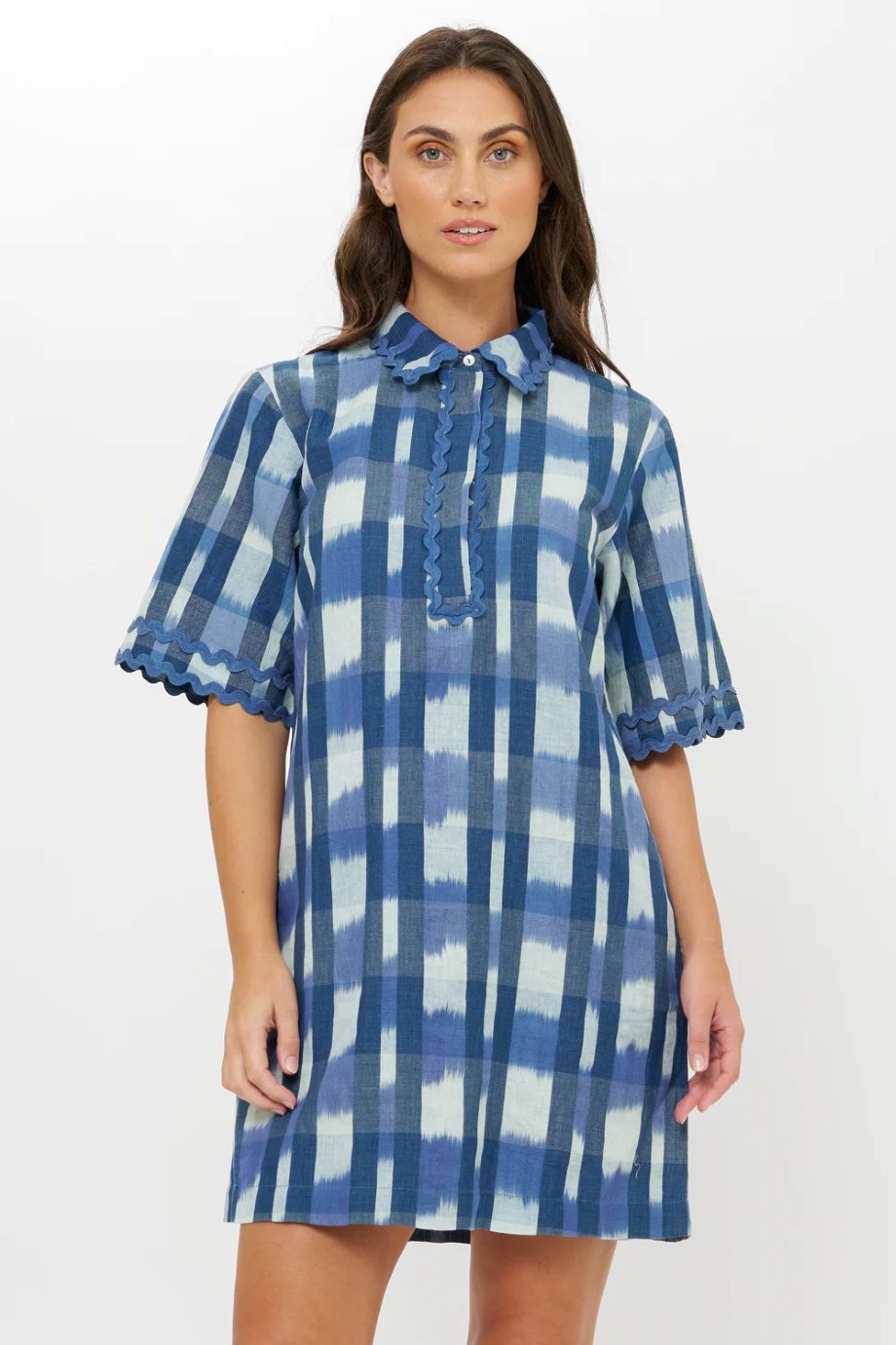 Oliphant Collard Shirt Dress Mini - Beckett Navy