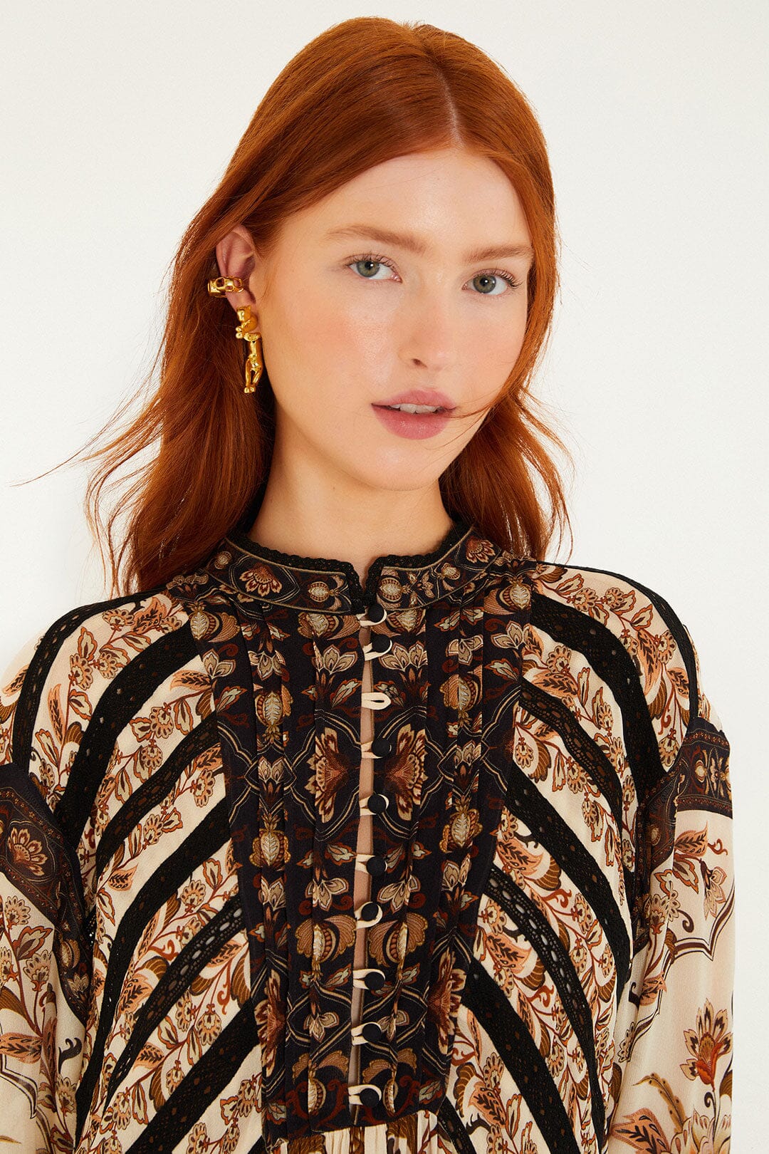 Farm Rio Majestic Garden Lace Mini Dress - Sand