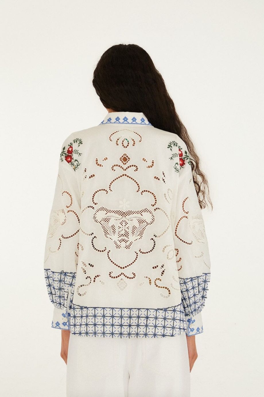 Farm Rio Flowers Embroidery Richlieu Blouse - Off-White