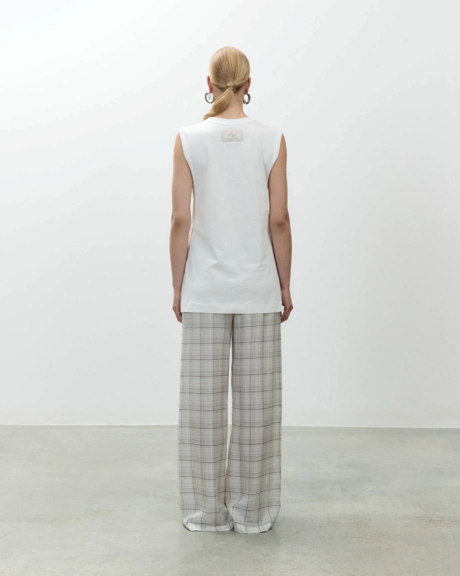 Alysi Embroidered T-Shirt Tank Top - Milk