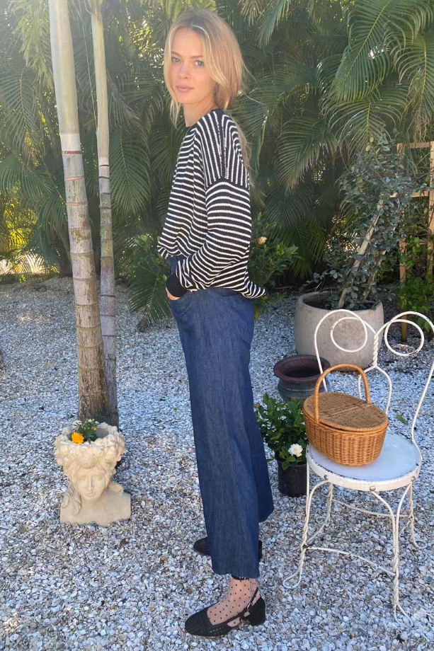 Emerson Fry Tulip Crop Flare Pants - Indigo Organic