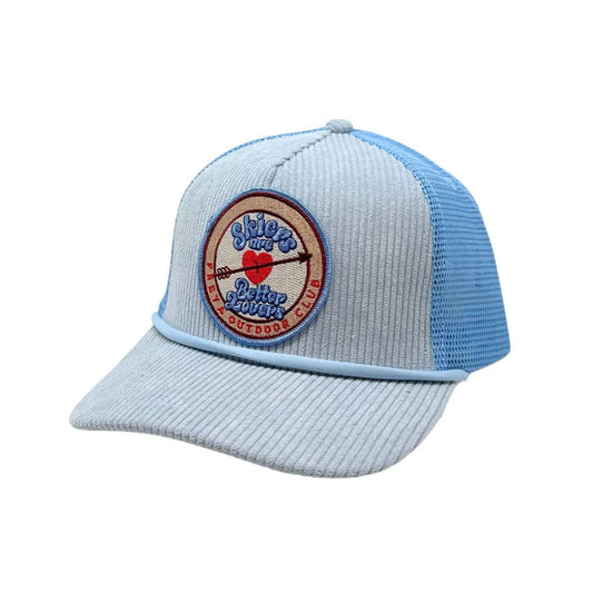 Freya Skiers are Better Lovers Corduroy Trucker Hat - Baby Blue