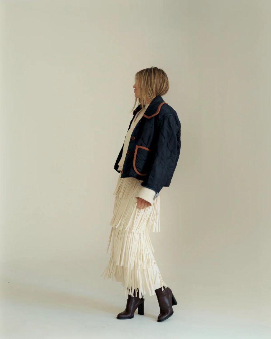 Sloppy Seconds Military Liner Jacket with Brown Trim - Navy
