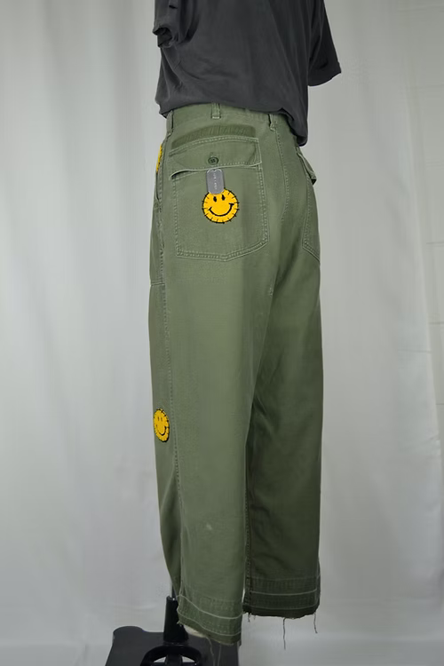 Rank & Sugar Yellow Smiley Utility Pant - Khaki Green