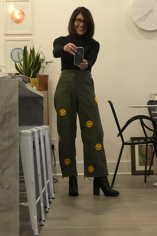 Rank & Sugar Yellow Smiley Utility Pant - Khaki Green