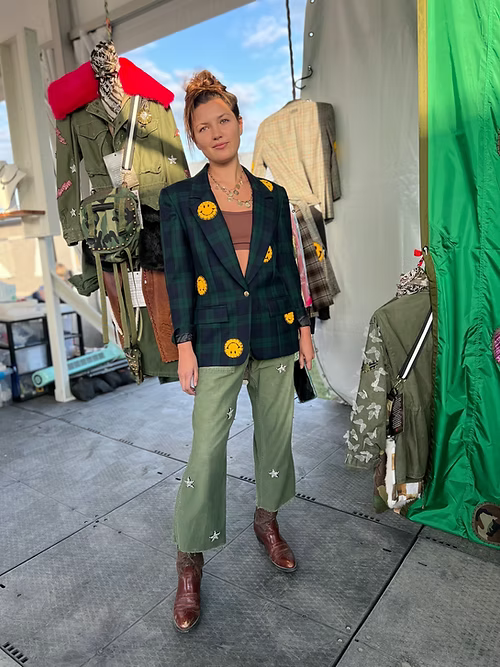 Rank & Sugar Rhinestone Star Utility Pant - Khaki Green