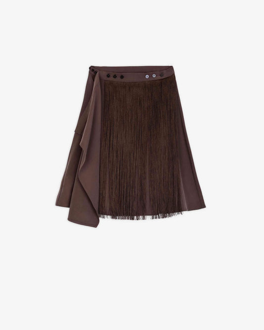 Alysi Short Fringed Skirt - Chocolate