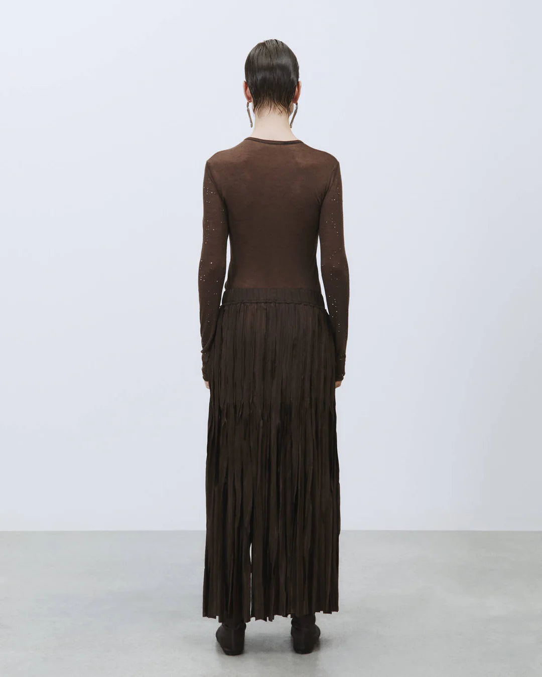 Alysi Long Fringed Skirt - Chocolate