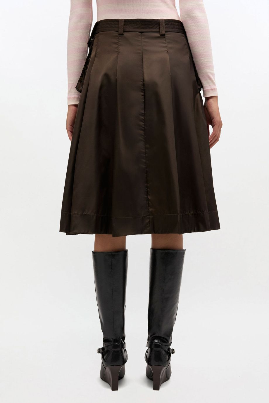 Ganni Duchesse Nylon Pleated Skirt - Demitasse