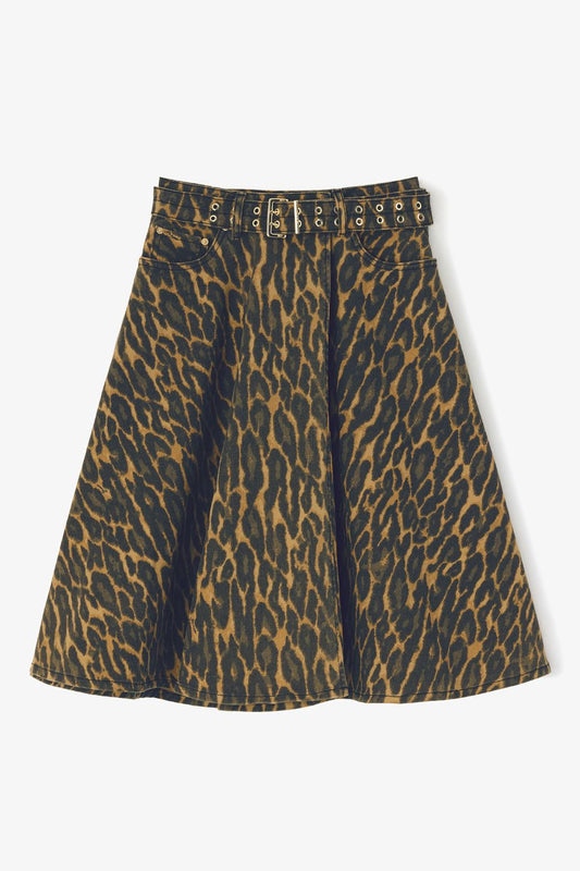 Ganni Denim Wrap Skirt - Leopard