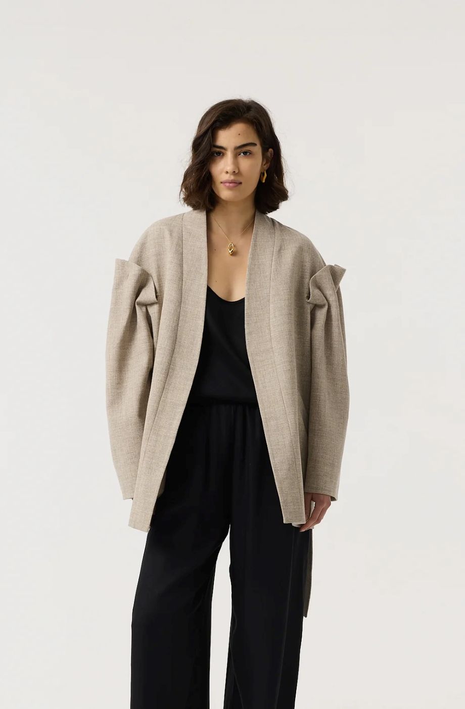 AKYN Gracie Statement Wrap Jacket - Undyed Grey