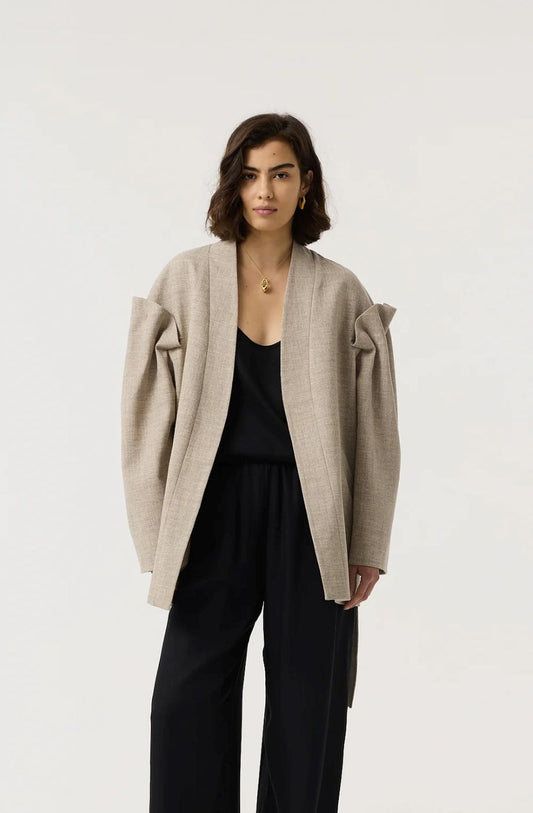 AKYN Gracie Statement Wrap Jacket - Undyed Grey