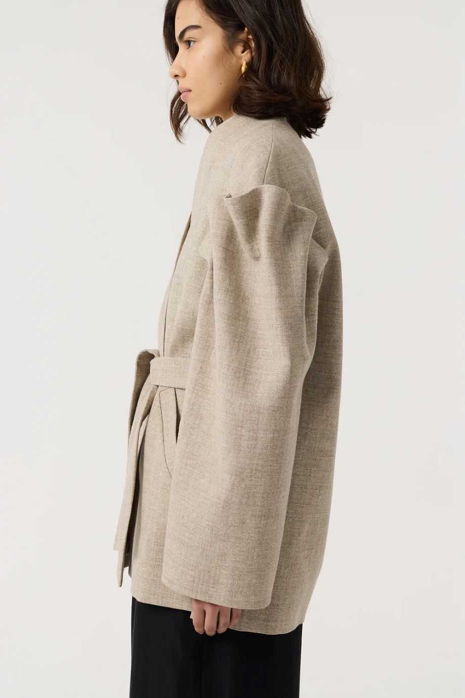 AKYN Gracie Statement Wrap Jacket - Undyed Grey