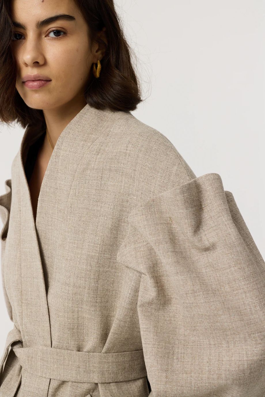 AKYN Gracie Statement Wrap Jacket - Undyed Grey