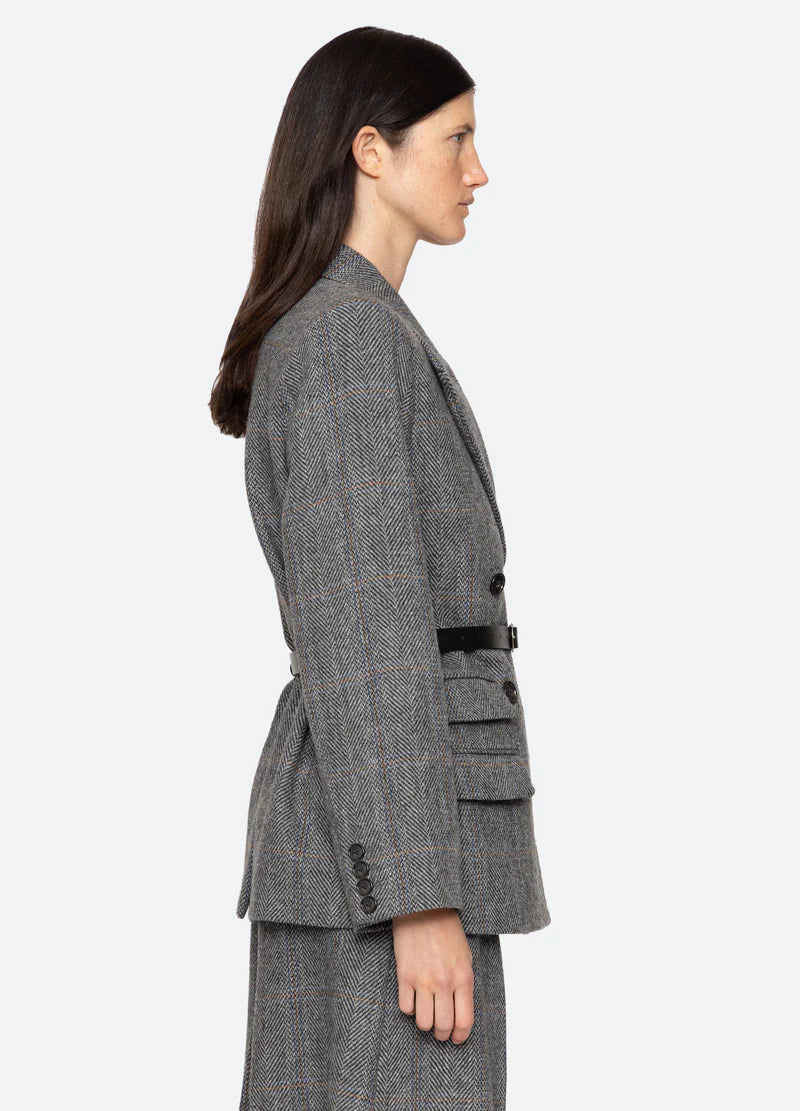 Sea-NY Eleni Belted Blazer - Grey