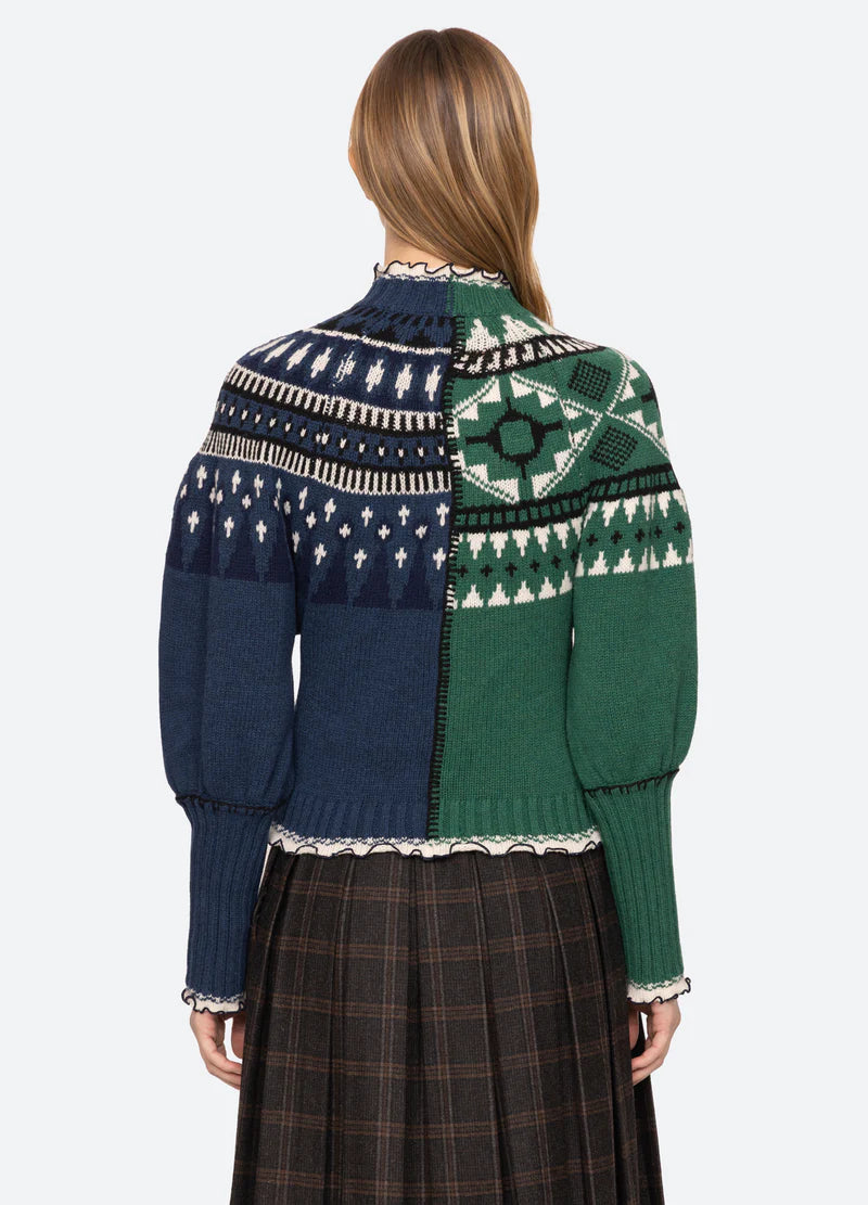 Sea-NY Linea Fair Isle Zip-Front Cardigan - Multi