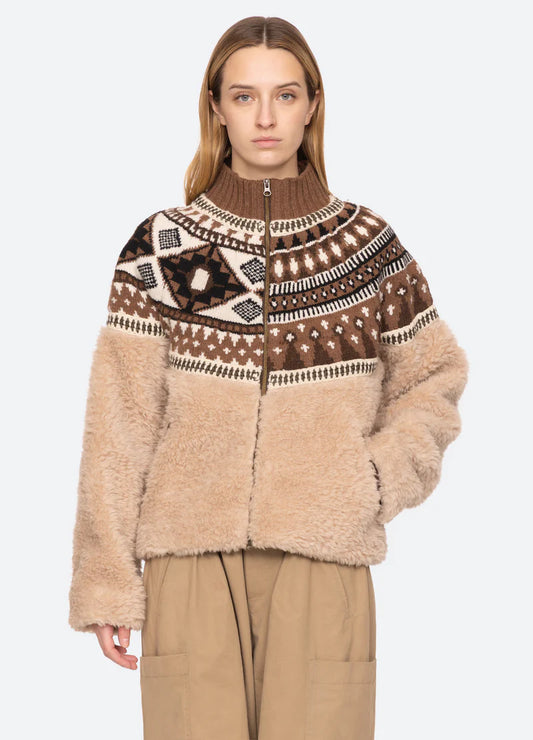 Sea-NY Linea Fair Isle Knit/Fleece Jacket - Multi